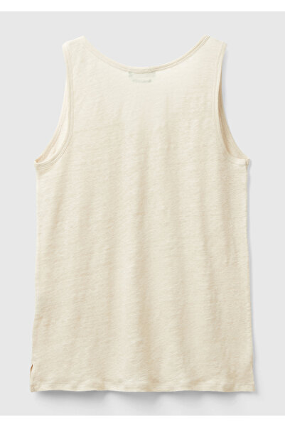 United Colors of Benetton Μπεζ γυναικείο εσώρουχο - 100% λινό, άνετη εφαρμογή, χοντρό λουράκι