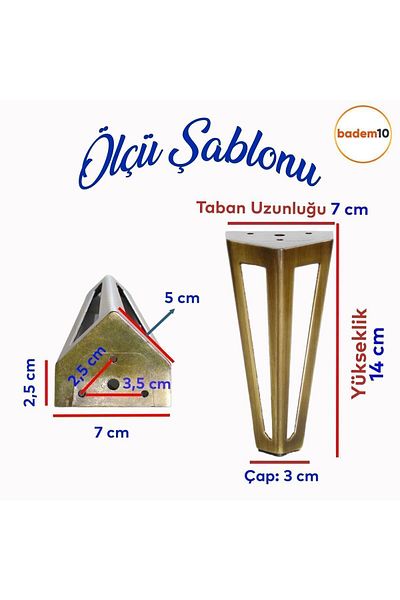 Badem10 Ovit Metal 14 Cm Mobilier Galben Antic Fotoliu Canapea Consolă Puf Unitate TV Riser Picior Picioare