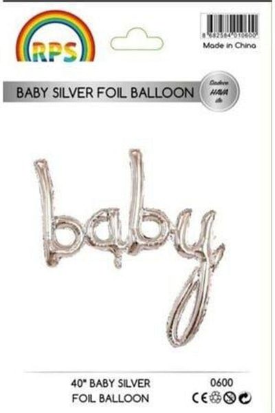 parti sürprizi Baby Silver Lettering Foil Balloon
