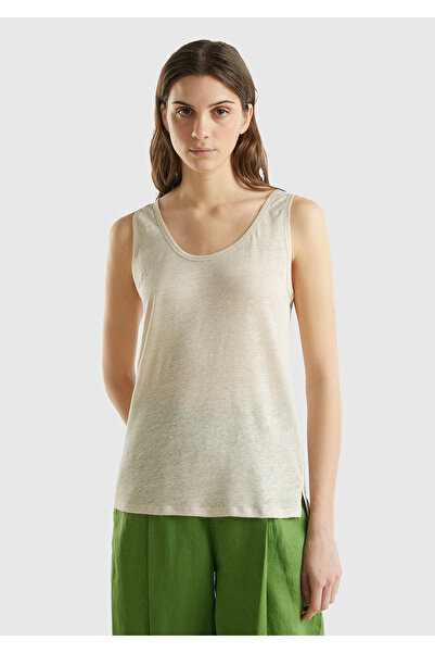 United Colors of Benetton Μπεζ γυναικείο εσώρουχο - 100% λινό, άνετη εφαρμογή, χοντρό λουράκι