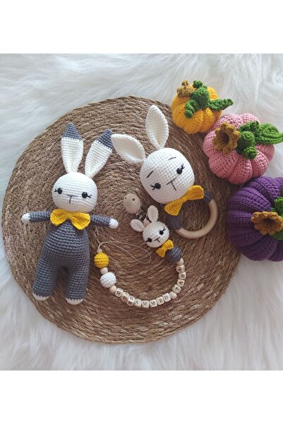 MimozaToys Gri Minik Tavşan Set