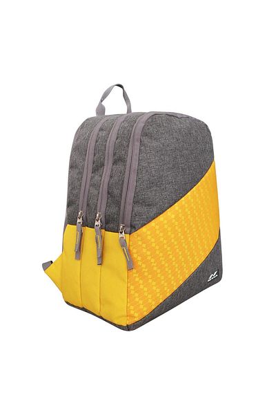 Nivia 5254 Ribbon School Bag | Polyester |Grey/Yellow | 24.5 Liters| Laptop Bag | Waterproof | Mesh