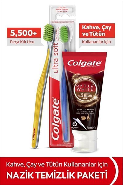 Colgate Optic White Coffee,Tea 50ml Toothpaste + Ultra Soft Soft Toothbrush