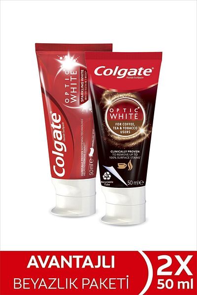 Colgate Optic White Tea, Coffee, Tobacco 50 ml & Whitening Toothpaste 50 ml
