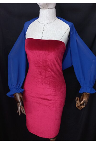 es moda shop Saks Μπλε βολάν μανίκι Moni Chiffon Shawl