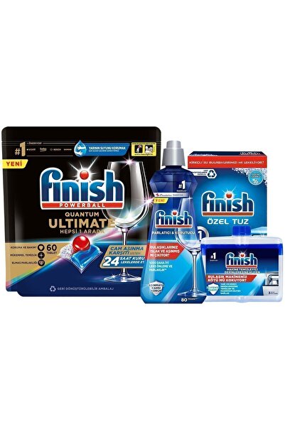 Finish Quantum Ultimate 60 Kapsül Bulaşık Makinesi Deterjanı Tableti Temizlik Ve Bakım Seti