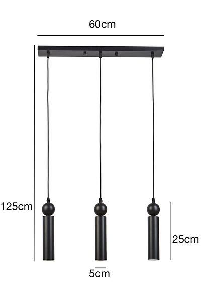 Bozyaka Aydınlatma Sparg 3-Piece Metal Ceiling Row Pendant Lamp Modern Indoor (Daylight LED Bulbs included.)
