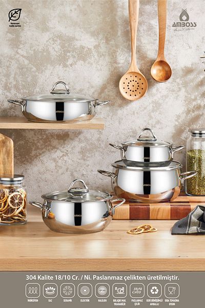 Amboss Trend 13 Piece Induction-Based Stainless Steel Pot Set & Mixing Multi-Purpose Bowl Set