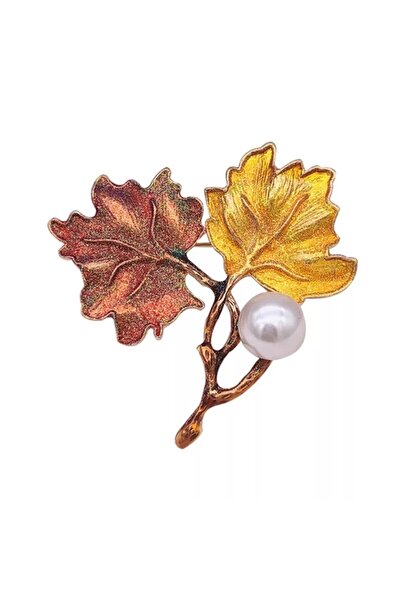 Esra Pamir Incili Yaprak Broş Ve Kolye Ucu