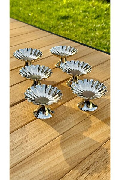 Genel Markalar 6'lı Gümüş Midye Serisi Ayaklı İstiridye Lokumluk,Şekerlik,İkramlık,Sunumluk,Çerezlik