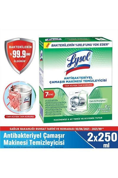 Lysol Antibacterial Washing Machine Cleaner Pine and Eucalyptus Freshness 2X250 ml