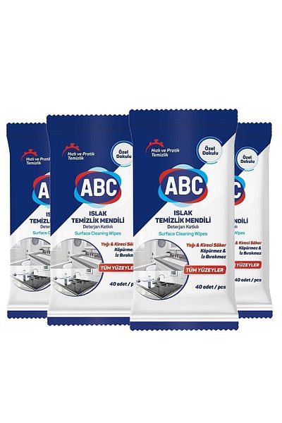 ABC Wet Cleaning Wipes 4 Pack 160 Sheets