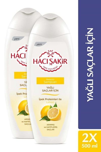 Hacı Şakir Lemon Nourishing 500 ml x2 Pieces - Shampoo for Oily Hair