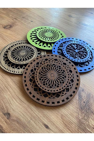 lumos dekor Large Size and Small Size Trivet Set of 8 - Wooden Pot, Pan, Teapot and Coaster 5
