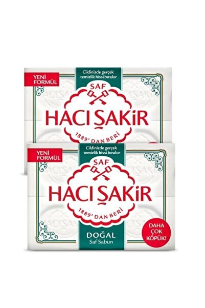 Hacı Şakir Doğal Saf Geleneksel Beyaz Sabun 4x200 gr x 2 Adet