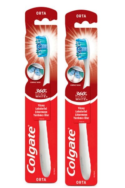 Colgate 360 Visible White Whitening Medium Toothbrush X2 Pieces