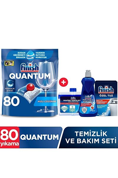 Finish Quantum 80 Kapsül Tablet Bulaşık Makinesi Deterjanı + Temizlik Ve Bakım Seti