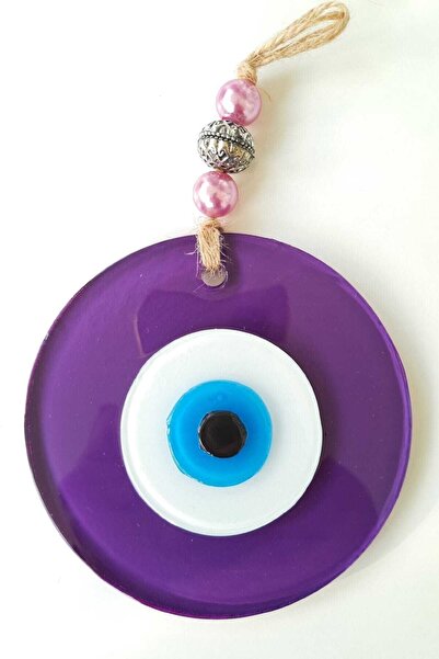 ella'nın çarşısı خرزة عين الشر الزجاجية الملونة باللون الأرجواني لتزيين الحائ...