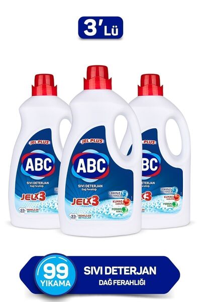 ABC Sıvı Deterjan Jel Plus Dağ Ferahlığı 33 Yıkama 3'lü Set Pktjlplsdgrhlg33x3