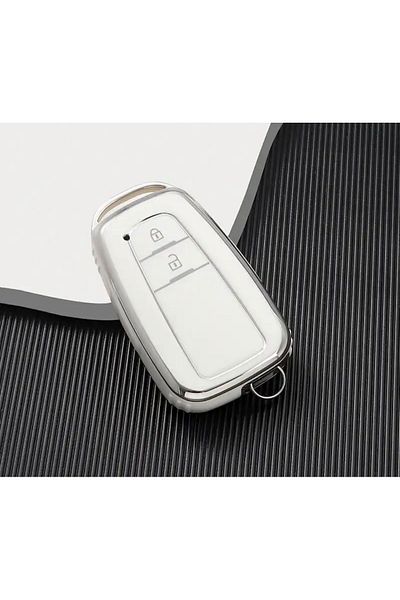 emii auto spare parts Toyota Camry Rav4 I Chr C-Hr Corolla Land Cruiser Prado Key Case - White/Silver 2 Keys