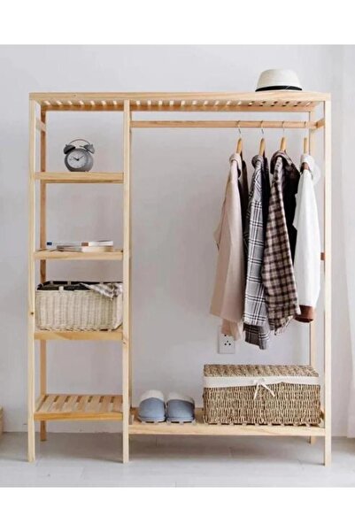 Loolpi Home Ahşap Ayaklı Askı Elibse Askısı Çok Amaçlı Dolap Gardrop