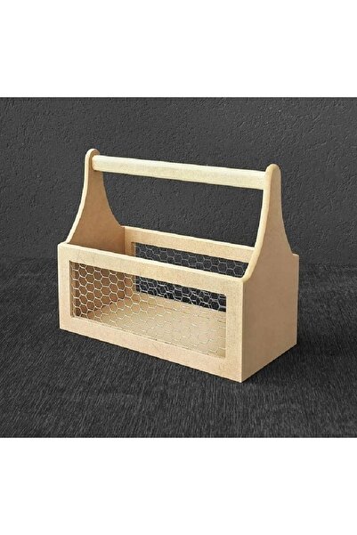 Altınyapı Hobi Market SAPLI TELLİ ÇOK AMAÇLI SEPET KUTU HAM MDF BOYASIZ