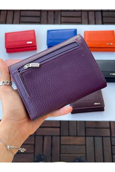 DERKON LOVELY MODEL GENUINE LEATHER MEDIUM WOMEN'S WALLET PURPLE