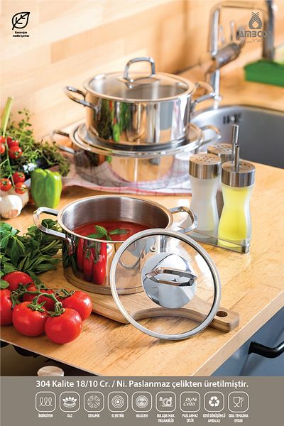 Amboss Diamond 8 Piece Stainless Steel Cookware Set Glass Lid