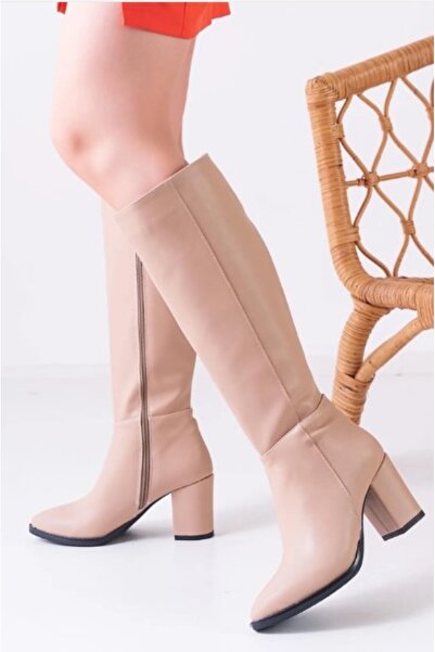 MEVESE Luanda Nude Kadın Deri Çizme