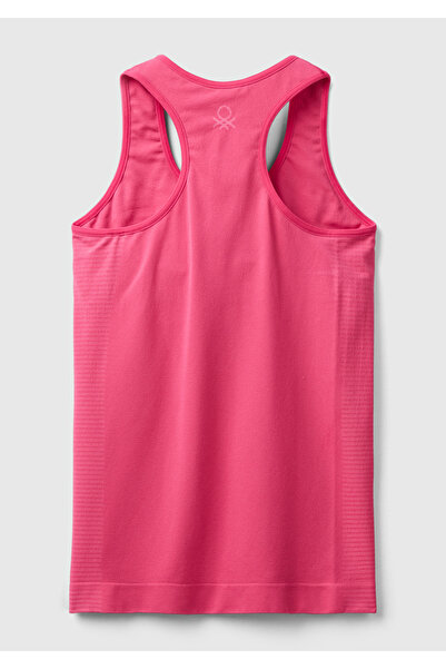 United Colors of Benetton Fuchsia Women's Sports Top - Back with Logo Embroidery and Support