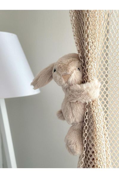 Littleandmoreofficial Cream Beige Plush Rabbit Bracelet - Baby and Children's Room Curtain Decor