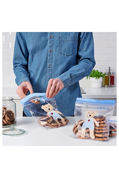 IKEA 2 Kutu Istad Kilitli Buzdolabı Poşeti Mavi Ayılı 1 Lt 50 Adet(25 X 2 KUTU)