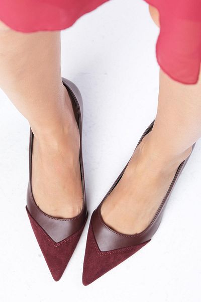 Mio Gusto Whitney Claret Red Block Heeled Women's Shoes