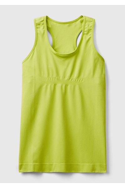 United Colors of Benetton Neon Green Logo Embroidered Women's Sports Top - Back Support and Strap Detail