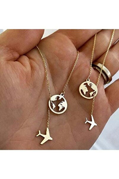 Genel Markalar Gümüş Dünya Uçak Kolye