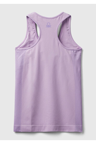 United Colors of Benetton Lilac Women's Sports Top - Logo Embroidered, Strap Detail and Support