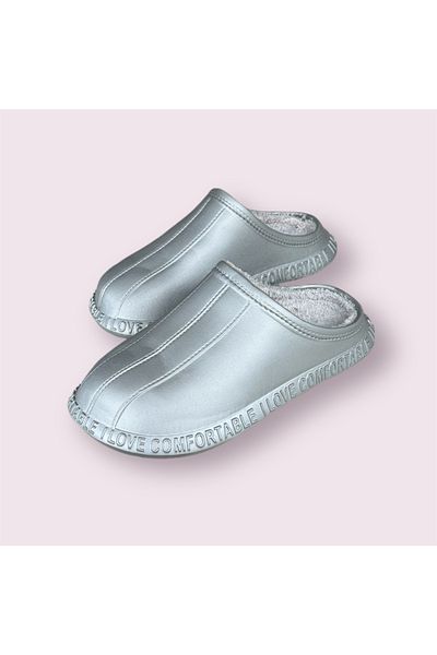 AkınalBella Unisex Gray Waterproof Furry Office Home Slippers