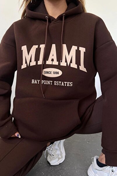 CAST COLLECTİON Дамски суитшърт с кафяв принт Miami