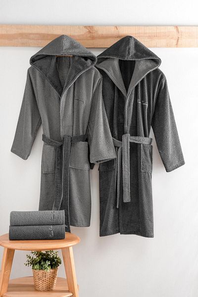 Pierre Cardin Anthracite-Grey Οικογενειακό Σετ κουκούλα 4 τεμαχίων