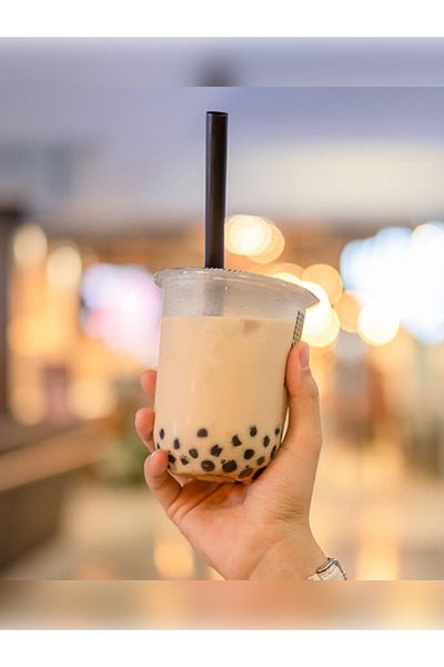 Ethex 50 Pieces Black Bubble Tea Straws - Compatible with Frozen Smoothie and Milkshakes, Thick Cocktail Straw