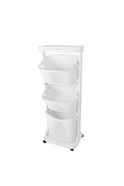 Titiz Leon Life Floor Basket Crisper Organizer Kitchen Shelf with Wheels (Soft Gray)