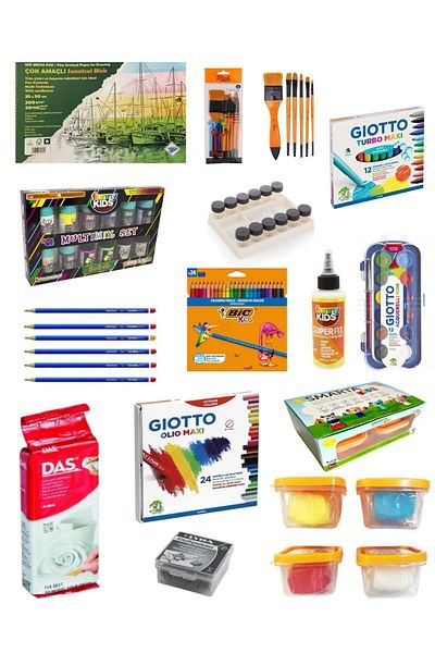 GLANCE Art liva 12-piece Giotto Painting Book - Background, Cardboard, Bottled Palette, Turbo Maxi Bic, Dry Paint