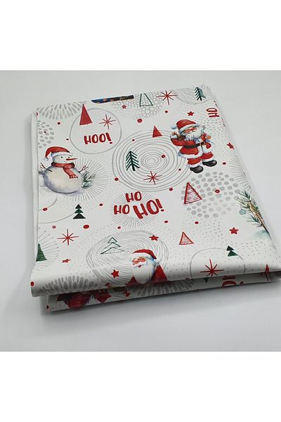 K&M HOMETEX Christmas Patterned Lined Wipeable Oilcloth Tablecloth