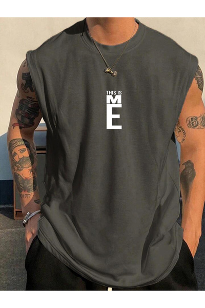 FAVORİST ME Baskılı Kolsuz Atlet T-SHIRT  Erkek Sıfır Kol Giyim Spor Giyim Ov...
