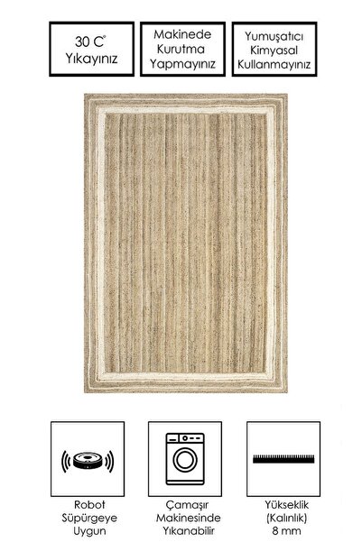 SÜNGERSAN Digital Printed Non-Slip Living Room Carpet - Washable Base, for Kitchen and Hallway