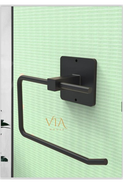 VİE HOUSE Black Set of 3 - Adhesive Bathroom Organizer, Shampoo Holder, Toilet and Paper Holder, Towel Holder