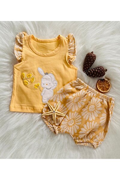 Fery Baby TAVŞAN BASKILI KIZ BEBEK VE ÇOCUK ALT ÜST TAKIM