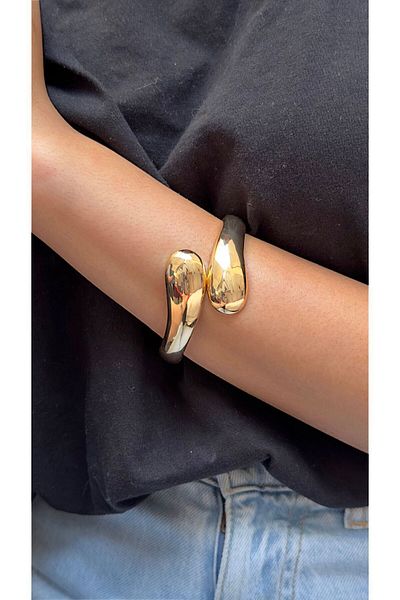 Opia JEWELRY Vintage Curved Model Steel Handcuff Bracelet