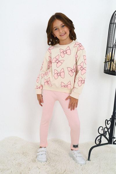 My Kids Wear Bow Patterned Two Thread Set for Girl