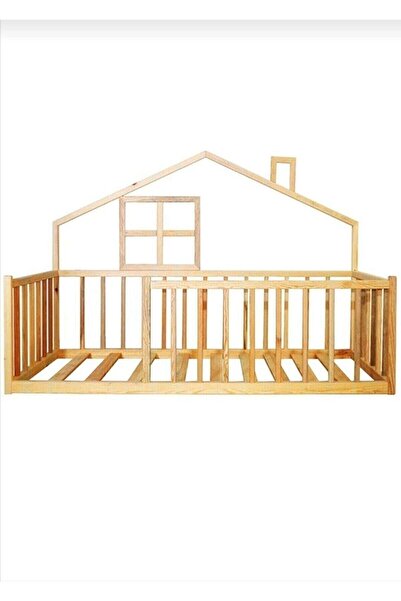 HFT HOME Evli Unisex Montessori Bebek Ve Çocuk Karyolası Doğal Ahşap Yatak